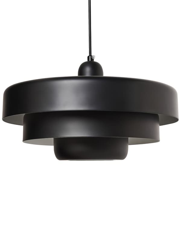 Pendellampe Svart Metall ø 33 cm Rund form Skandinavisk design Hengelampe Belysning