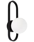 Miniatyrbilde 1 av 8: Vegglampe Svart Metallbase Kuleformet skjerm i glass Moderne design Belysning
