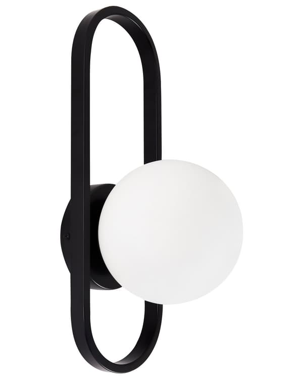 Vegglampe Svart Metallbase Kuleformet skjerm i glass Moderne design Belysning