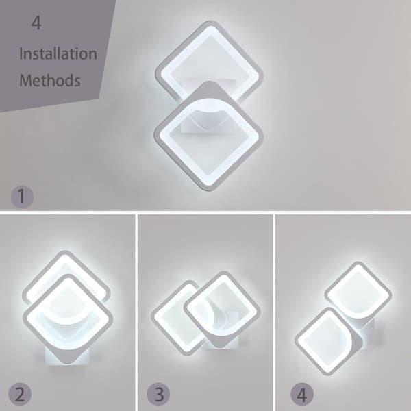 Bomclap 24W LED væglampe interiør – Moderne hvidt koldt lys (6000K 2400lm) – justerbar form til soveværelse, salon og gang