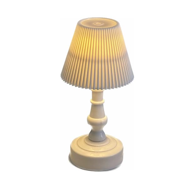 Retro keramisk bordlampe med plisseret lampeskærm