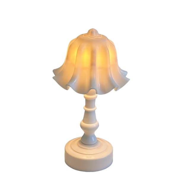 Retro keramisk lille bordlampe med kronbladsform