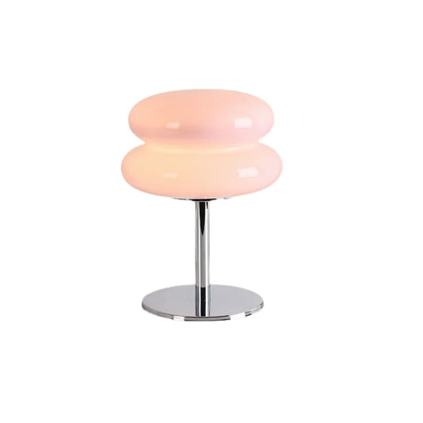 Modern enkel bordslampa med rosa dubbla rundade glaskupor