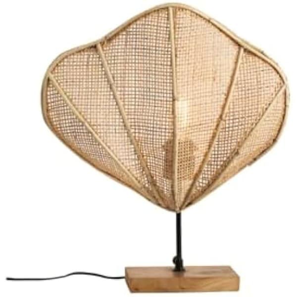 Bordslampa - Romimex - Flerfärgad - 30 x 30 x 15 cm - Halm och rotting - Elektrisk