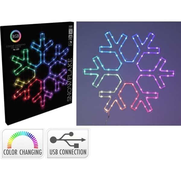 LED SNÖFLINGA, 50X43CM, USB, FLERFÄRGAD, JUL, JULBELYSNING
