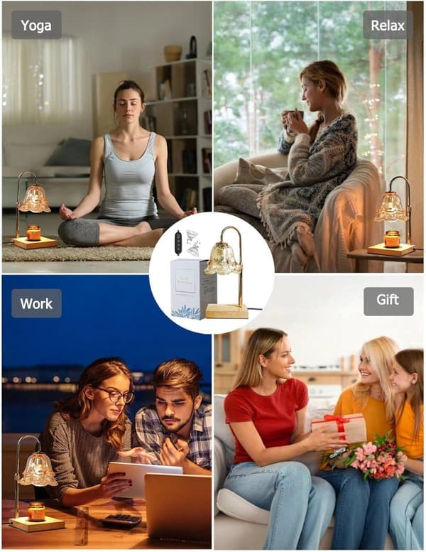 OBOSOE Floral Lyseholder Med Timer Lysdæmper Justerbar Til Store Stearinlys Krukker 2 Pærer Gave Boligindretning Soveværelse
