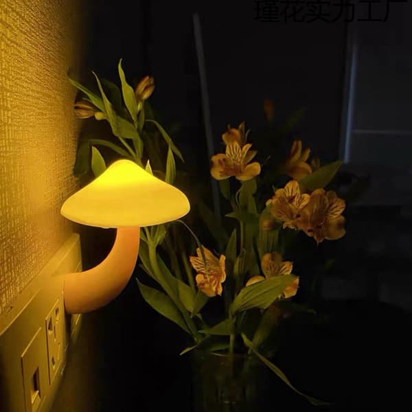 Kreativ Svampeformet Gul Lille Bordlampe - Sjov Boligindretning Hyggelig Lille Natlampe