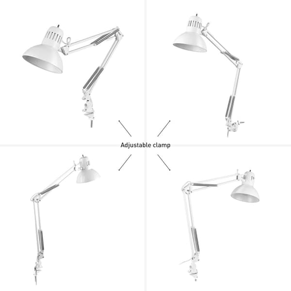 Bordlampe med drejearm og knapkontrol - perfekt til boglæsning