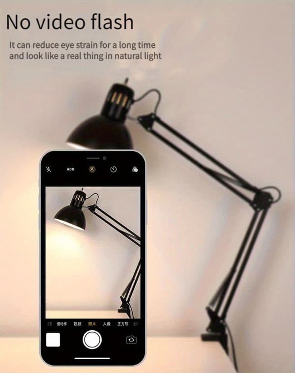Bordlampe med drejearm og knapkontrol - perfekt til boglæsning