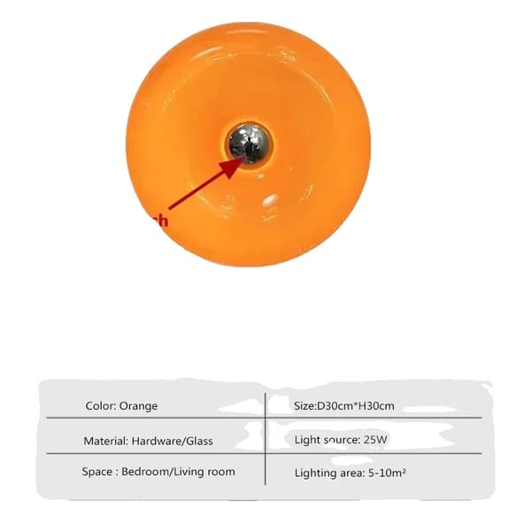 Donut Glasvägglampa, Touch Switch, 25W LED,Trikolor ljus, UBS kontakt, Orange