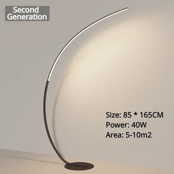 Modern kurvgolvlampa, dimbar, fjärrkontroll,Fjärrdimming, Svart