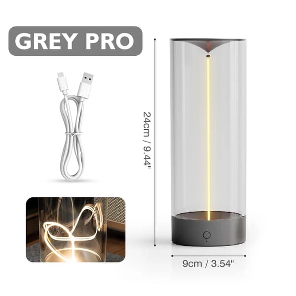 Mjuk Ljus LED Bordslampa, Batteridriven, Touch Dimmbar,Varm vit, Grå storlek stor