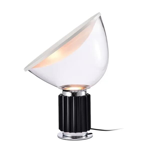 Modern glasbordslampa, stilren aluminiumkropp, mångsidigt spänningsområde,Storlek 50 60cm, Svart kropp