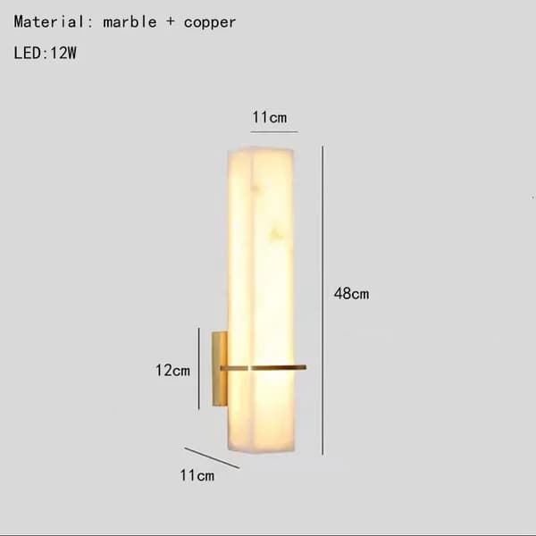 Kubformad Marmor Vägglampa, Energibesparande, Stilig Kopparfinish,48 cm