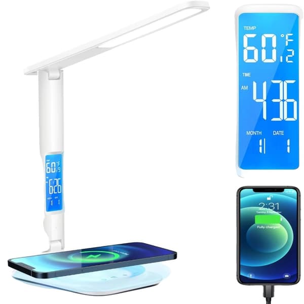 LED Skrivebordslampe, Minimalistisk Design, Justerbart Lys, USB-Forbindelse