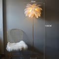 Miniatyrbillede 2 af 2: Nordisk Fjer Gulvlampe, Elegant Design, Justerbart Lys,hvid-Gulv-130cm, Guld lampe krop