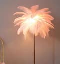 Miniatyrbillede 2 af 2: Nordisk Fjer Gulvlampe, Elegant Design, Justerbart Lys,Pink-gulv-160cm, Guld lampe krop
