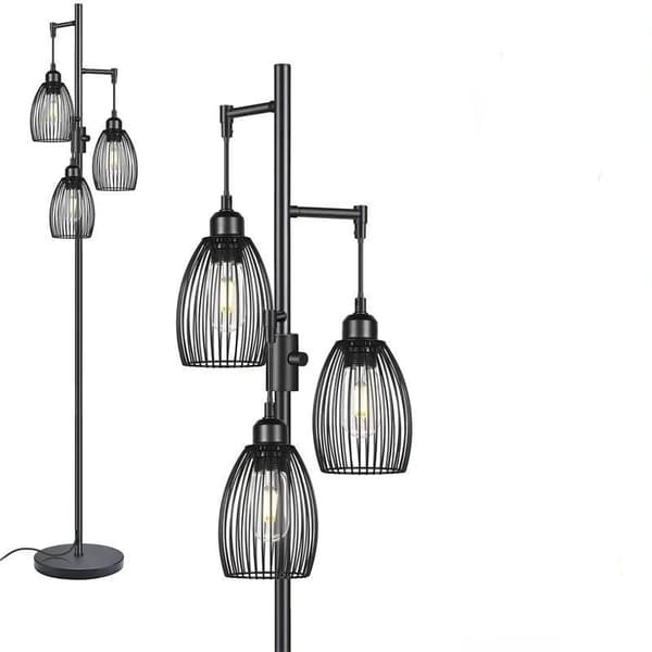 Industriel Gulvlampe, Dæmpbar LED, Vægtet Base,Sort-knap kontakt, INGEN pære