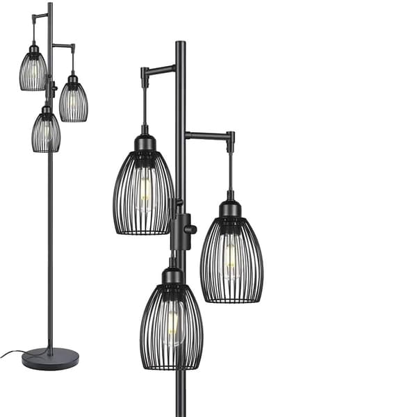 Industriel Gulvlampe, Dæmpbar LED, Vægtet Base,Sort-knap kontakt, INGEN pære