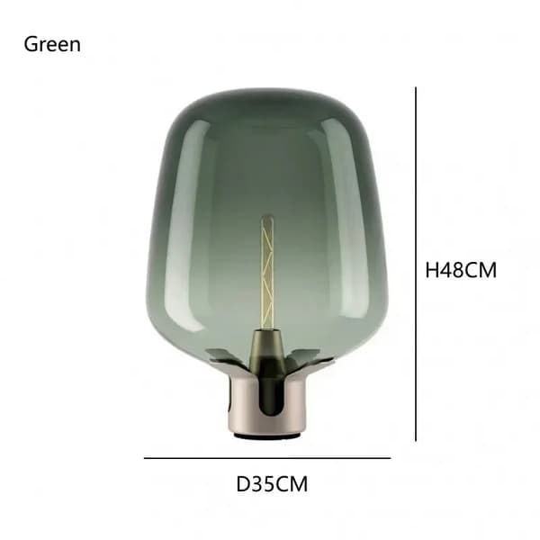 Glasbordslampa, Touch On/Off-brytare, Modern stil,D35cm H48cm, Grön