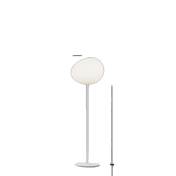 Italiensk design golvlampa, vit frostad glaskupa, 6-10W LED-lampa,D stil-D47 H145cm, Varmt ljus