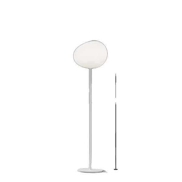 Italiensk design gulvlampe, hvid frostet glas skærm, 6-10W LED pære,E stil-D47 H178cm, Varmt Lys
