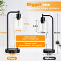Miniatyrbillede 3 af 9: OBOSOE Bordlampe med 2 USB-porte – Industriel LED-natlampe, dæmpbar sengelampe med glasafdækning til soveværelse, stue & kontor – 6W Edison-pære inkl.