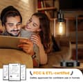 Miniatyrbillede 7 af 9: OBOSOE Bordlampe med 2 USB-porte – Industriel LED-natlampe, dæmpbar sengelampe med glasafdækning til soveværelse, stue & kontor – 6W Edison-pære inkl.