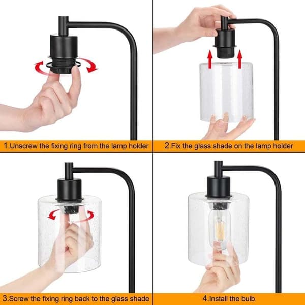 OBOSOE-pöytävalaisin USB-portilla portaaton kosketushimmennin lasinäyttö teollinen makuuhuone / toimisto LED, moderni lasikupoli yövalo
