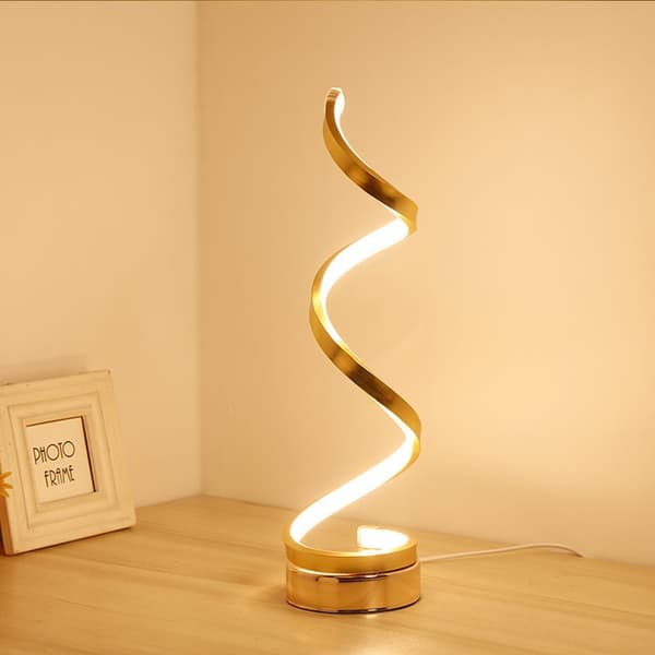 OBOSOE LED Bordslampa, Justerbar Spiral Design, Minimalistisk 17W Skrivbordslampa med 3 Färger, Svart