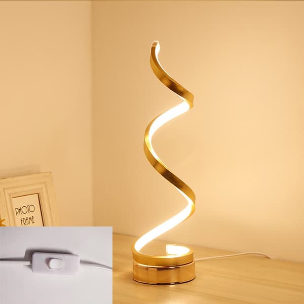 OBOSOE LED Bordslampa, Justerbar Spiral Design, Minimalistisk 17W Skrivbordslampa med 3 Färger, Svart Guld