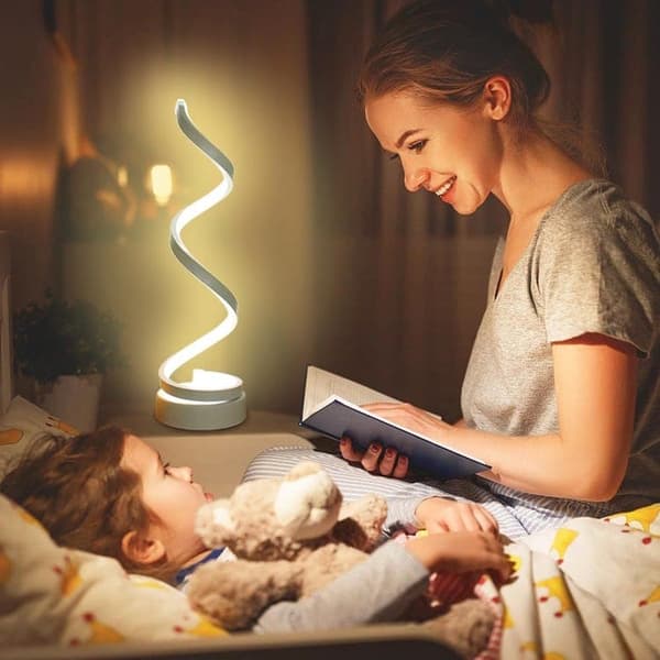OBOSOE LED Bordslampa, Justerbar Spiral Design, Minimalistisk 17W Skrivbordslampa med 3 Färger, Svart