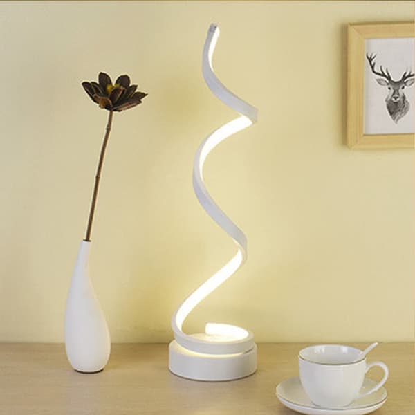 OBOSOE LED Bordslampa, Justerbar Spiral Design, Minimalistisk 17W Skrivbordslampa med 3 Färger, Svart