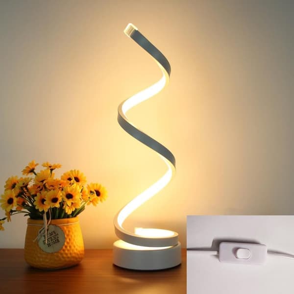 OBOSOE LED Bordslampa, Justerbar Spiral Design, Minimalistisk 17W Skrivbordslampa med 3 Färger, Svart