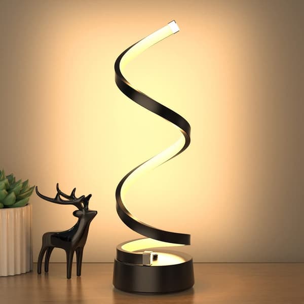 OBOSOE LED Bordslampa, Justerbar Spiral Design, Minimalistisk 17W Skrivbordslampa med 3 Färger, Svart