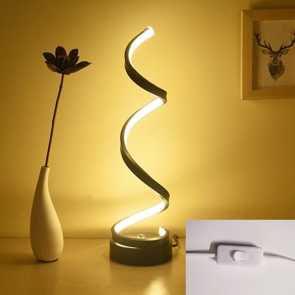 OBOSOE LED Bordslampa, Justerbar Spiral Design, Minimalistisk 17W Skrivbordslampa med 3 Färger, Svart