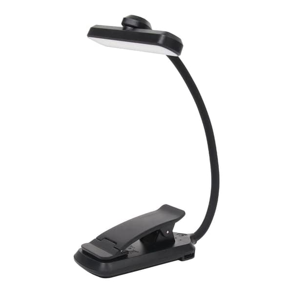 Läslampa/klämlampa, 2-pack LED-boklampa med 3 ljusfärger, roterbart huvud & ögonskydd – svart