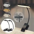 Miniatyrbild 1 av 8: Läslampa/klämlampa, 2-pack LED-boklampa med 3 ljusfärger, roterbart huvud & ögonskydd – svart