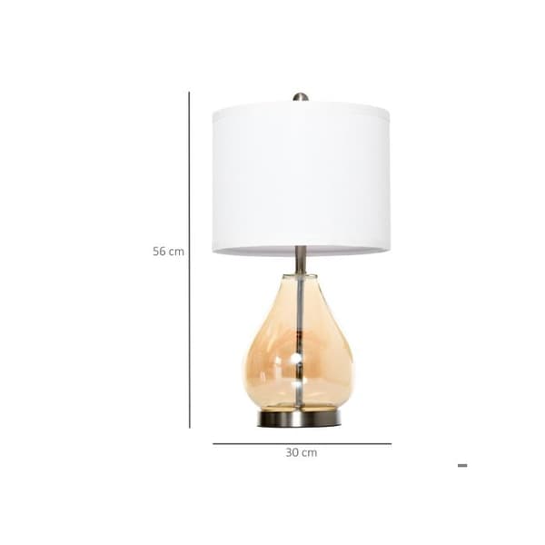 HOMCOM Bordlampor Set med 2 Sänglampor med E27-fattning, 40W, glas, linne, stål, amber, Ø30 x 56H cm