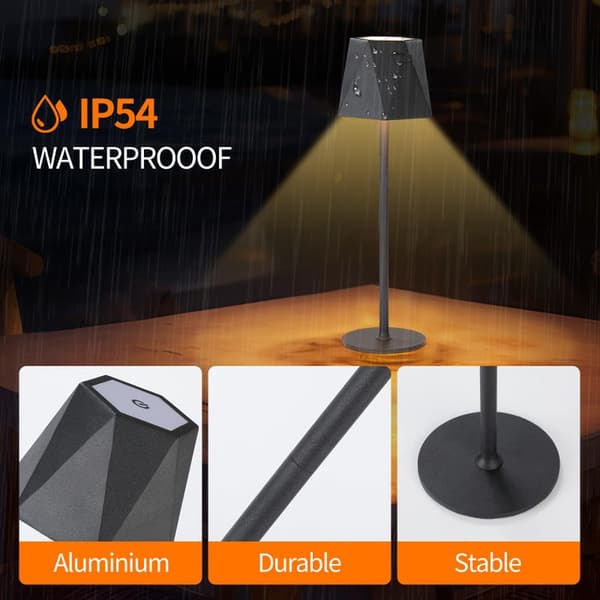 OBOSOE Bordslampa Trådlös / Skrivbordslampa - LED-lampa 3 färgtemperaturer och RGB, IP54 vattentålig bordslampa