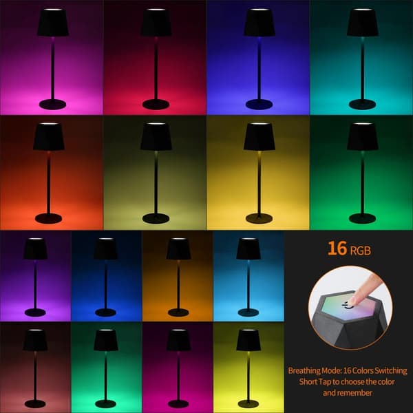 OBOSOE Bordslampa Trådlös / Skrivbordslampa - LED-lampa 3 färgtemperaturer och RGB, IP54 vattentålig bordslampa