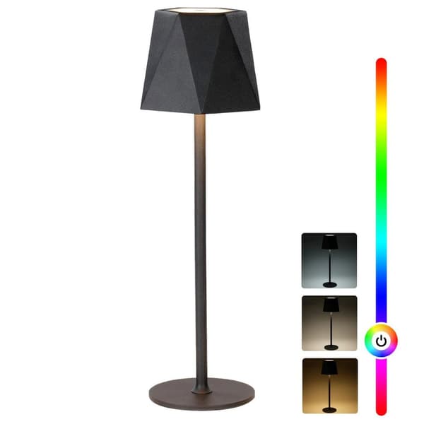 OBOSOE Bordslampa Trådlös / Skrivbordslampa - LED-lampa 3 färgtemperaturer och RGB, IP54 vattentålig bordslampa