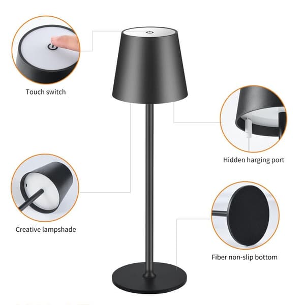 OBOSOE Trådlös Bordslampa, Uppladdningsbar LED Skrivbordslampa med Taktile Kontroll, 3 Färgtemperaturer och Kontinuerlig Dimring