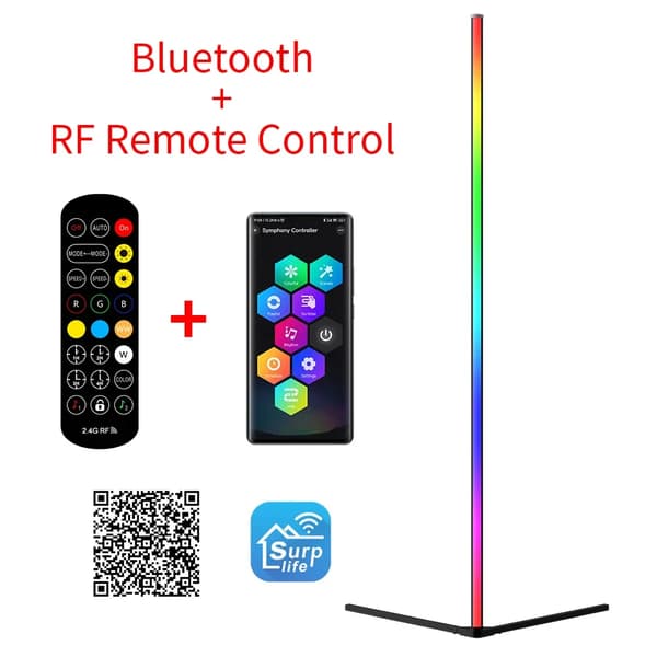 RGB LED Golvlampa, Justerbar Ljusstyrka, Vattentät Design,Svart LED, EU-kontakt
