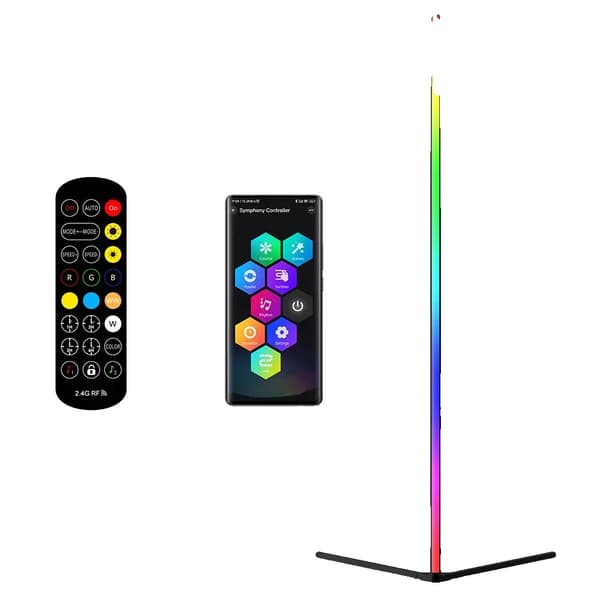 RGB LED Golvlampa, Justerbar Ljusstyrka, Vattentät Design,Svart LED, EU-kontakt