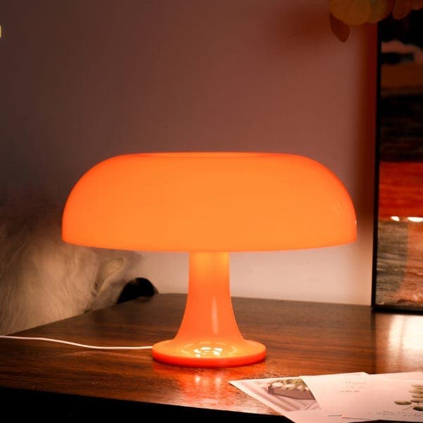 OBOSOE Svampbordslampa LED USB, orange nattlampa med 3 färgtemperaturer, modern design