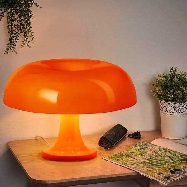 OBOSOE Svampbordslampa LED USB, orange nattlampa med 3 färgtemperaturer, modern design