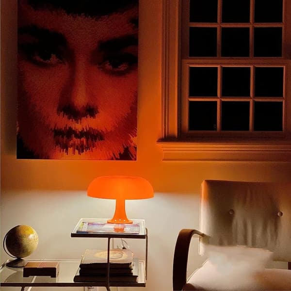 OBOSOE Svampbordslampa LED USB, orange nattlampa med 3 färgtemperaturer, modern design