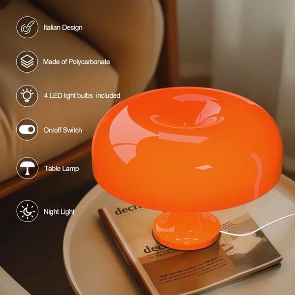 OBOSOE Svampbordslampa LED USB, orange nattlampa med 3 färgtemperaturer, modern design