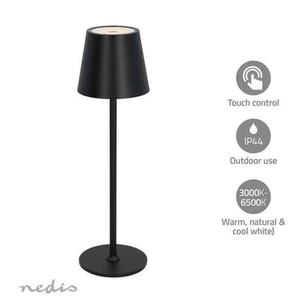 Bordslampa med Touch-Dimmer 1,8W 150lm 3000-6000K IPX4 Uppladdningsbar Nedis Svart